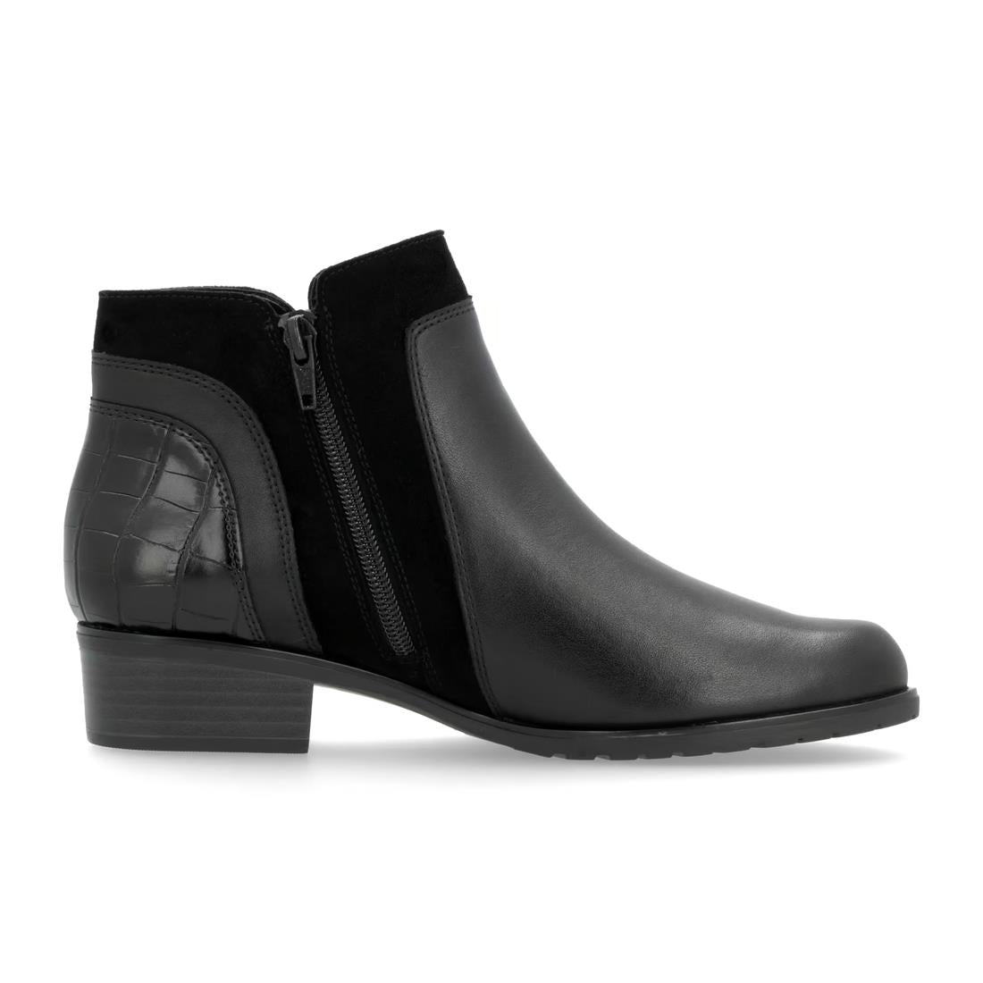 Remonte D6893-02 Odeon Black Leather Side Zip Ankle Boots