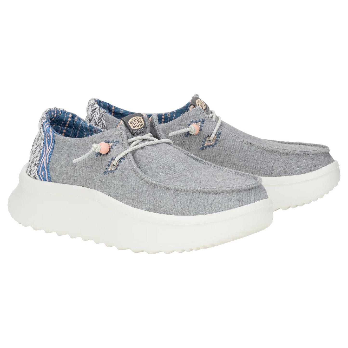 Hey Dude Ladies Wendy Peak Chambray Woven Grey Super Lightweight Casual Shoes