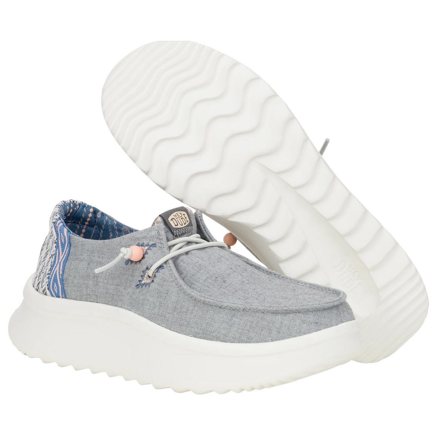 Hey Dude Ladies Wendy Peak Chambray Woven Grey Super Lightweight Casual Shoes