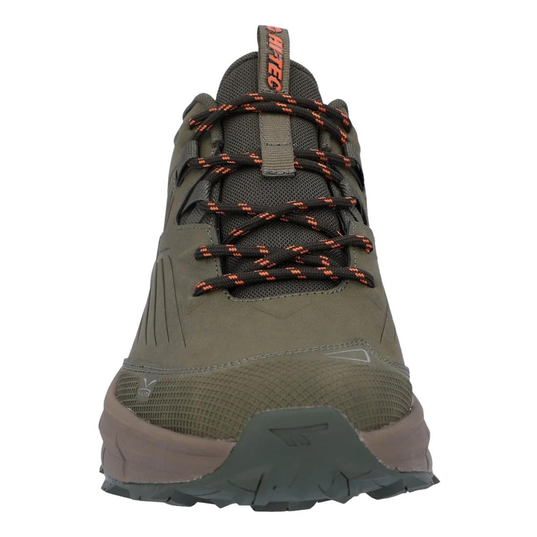 Hi-Tec Mens Fuse Trek Low Olive/Red Orange Hiking Shoes