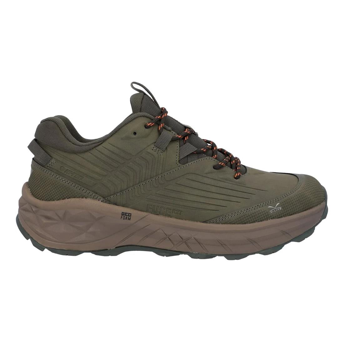 Hi-Tec Mens Fuse Trek Low Olive/Red Orange Hiking Shoes