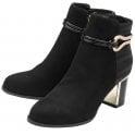 Lotus Womens Autumn Black Faux Suede Gold Trim Heeled Ankle Boots