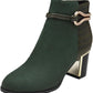 Lotus Womens Autumn Green Faux Suede Gold Trim Heeled Ankle Boots