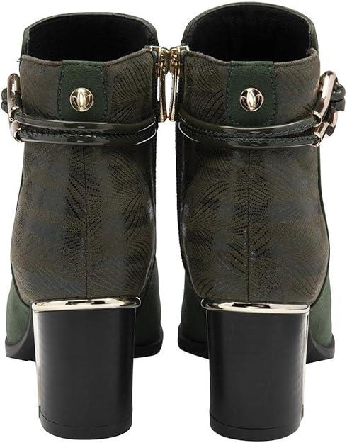 Lotus Womens Autumn Green Faux Suede Gold Trim Heeled Ankle Boots