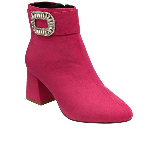 Lotus Womens Duffie Fuchsia Pink Microfibre Diamante Ankle Boots