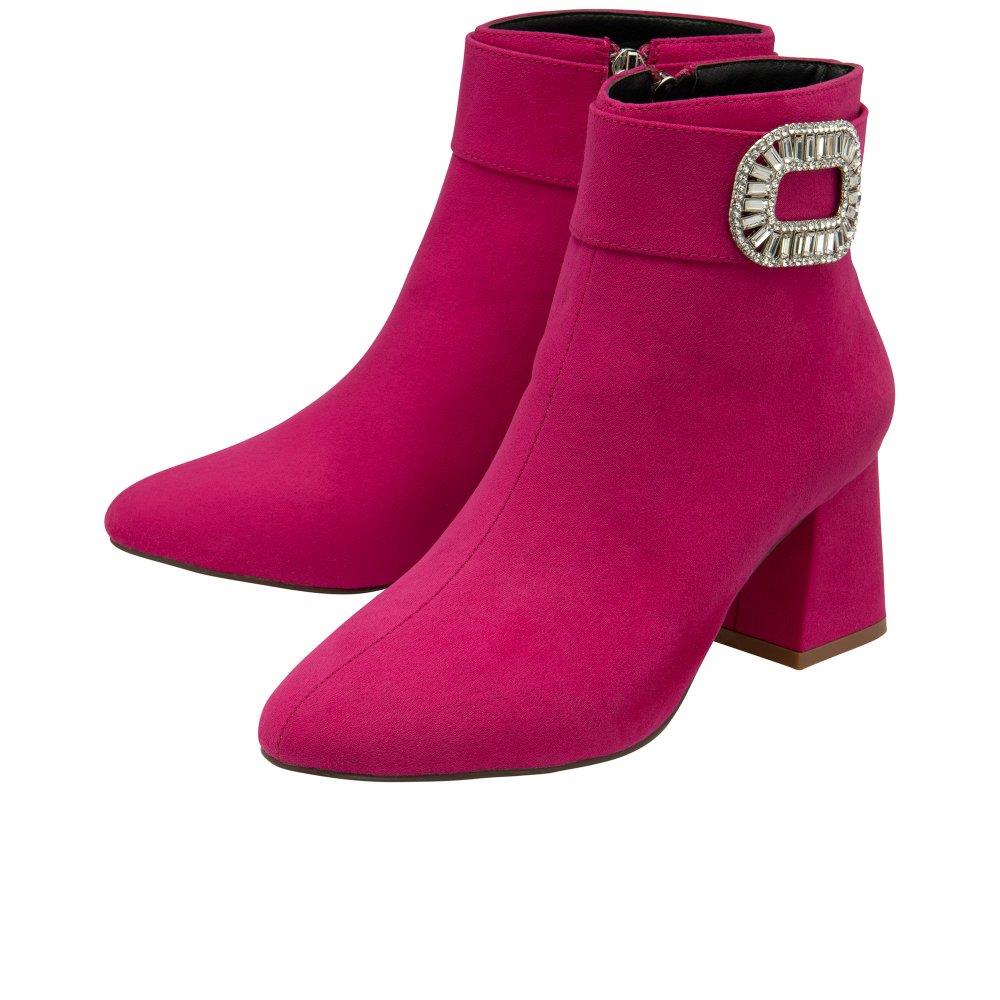 Lotus Womens Duffie Fuchsia Pink Microfibre Diamante Ankle Boots