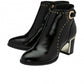 Lotus Womens Wells Black Synthetic Patent Stud Ankle Boots