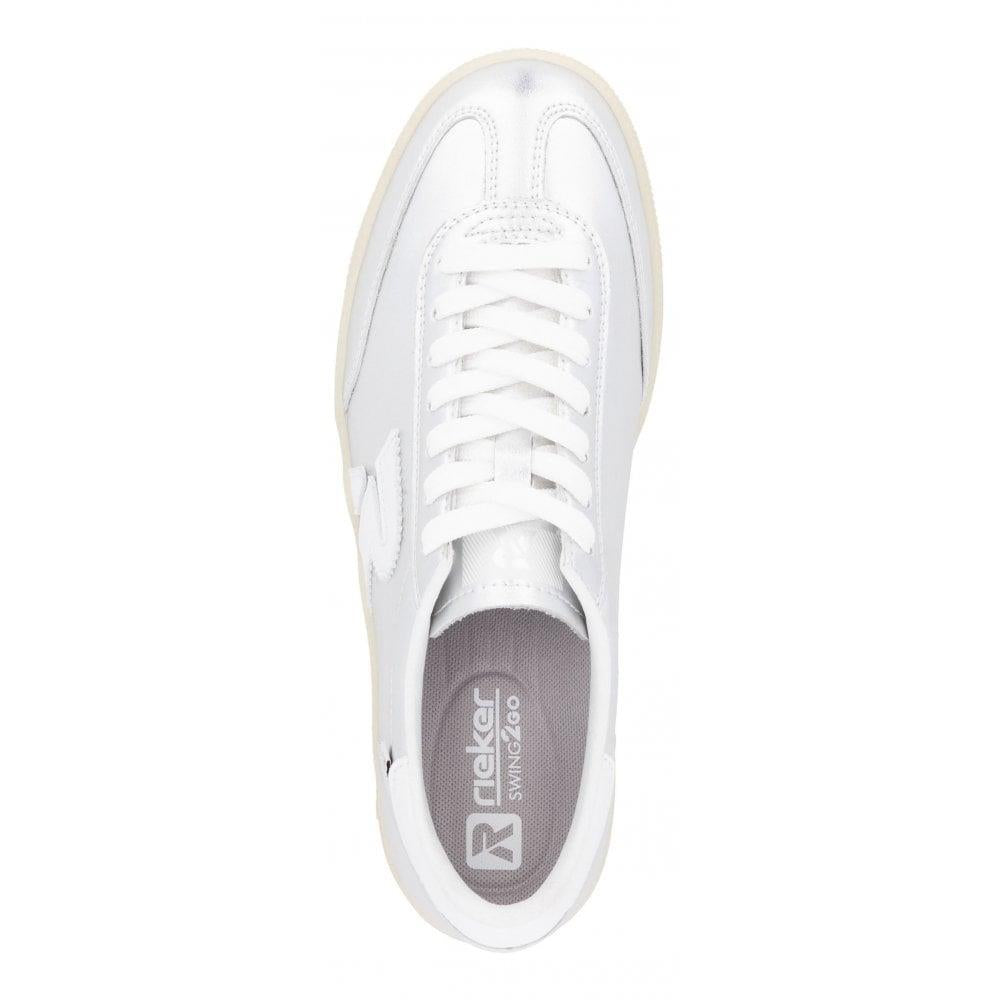 Rieker Womens W2200-90 Silver Lace-Up Trainers