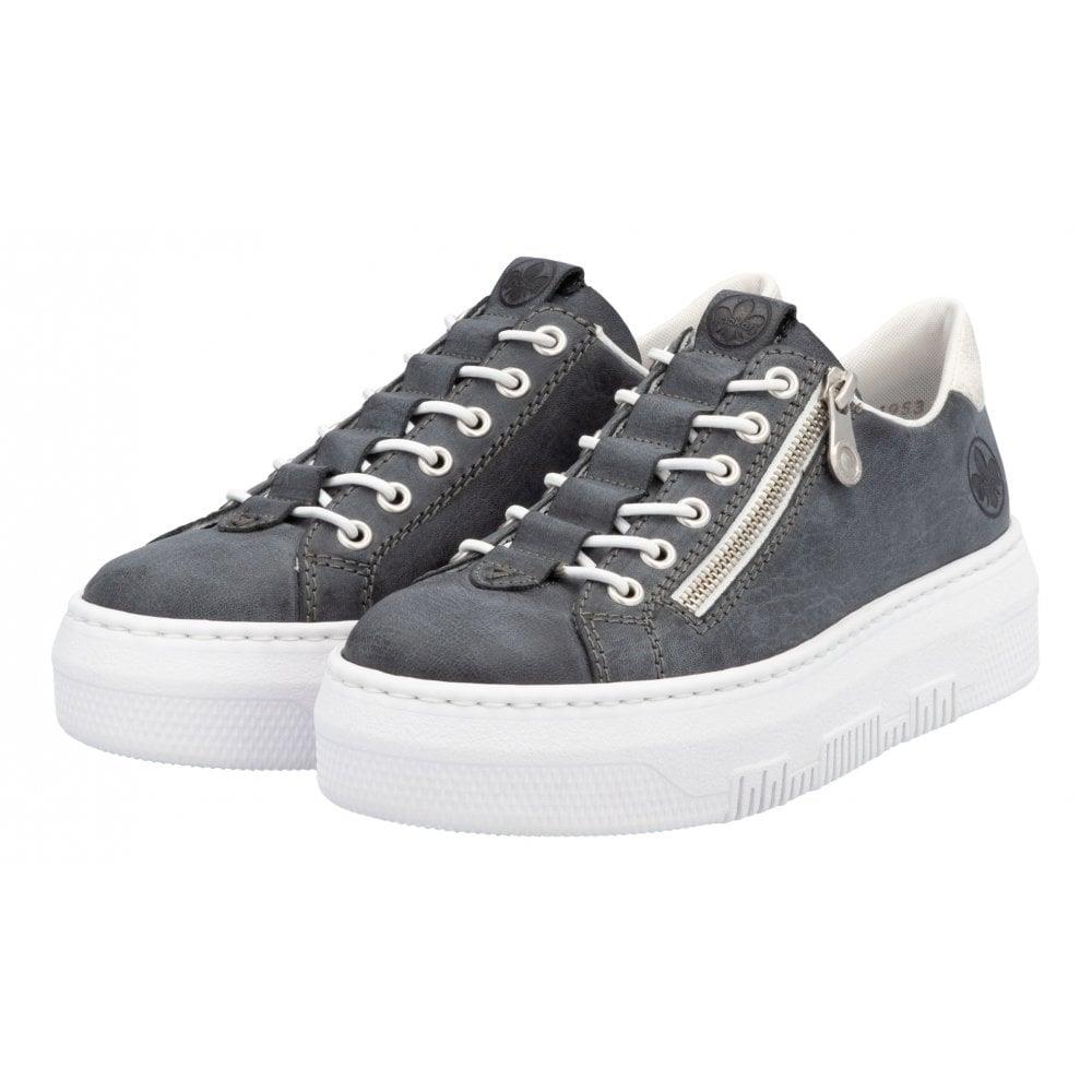 Rieker Womens M1953-14 Dusty Blue Zip-Up Trainers