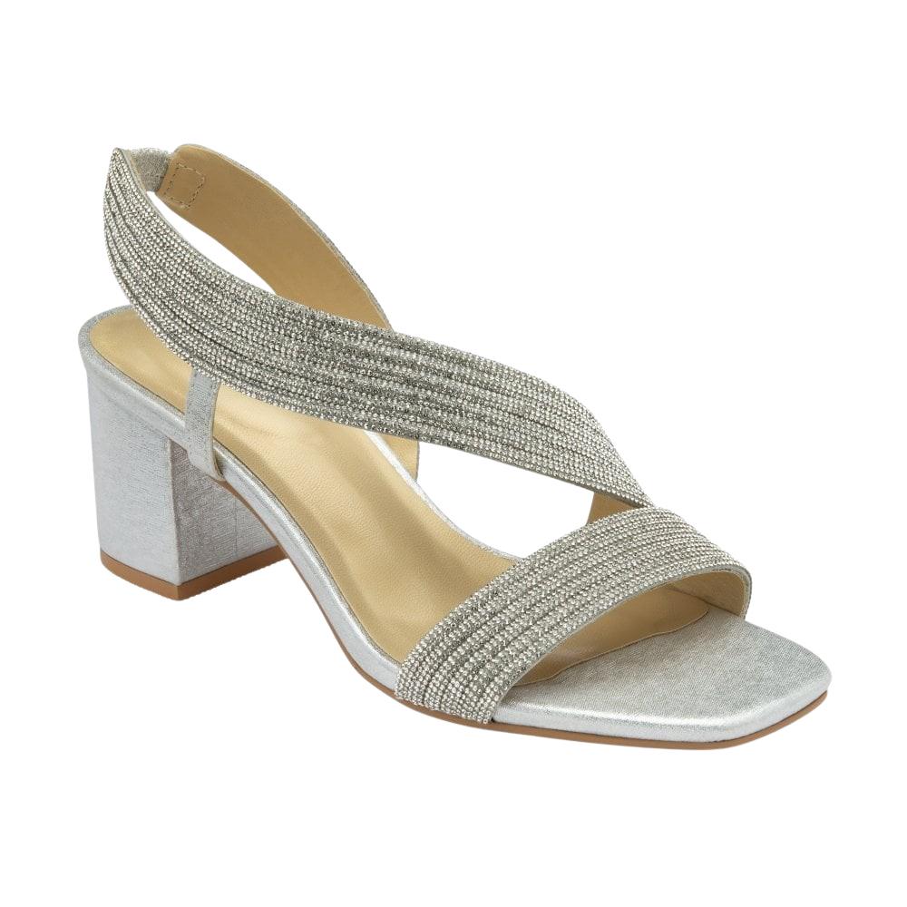 Lotus Womens Galacia Silver Diamante Slingback Sandals