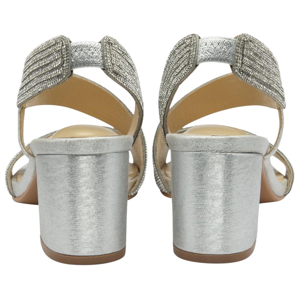 Lotus Womens Galacia Silver Diamante Slingback Sandals