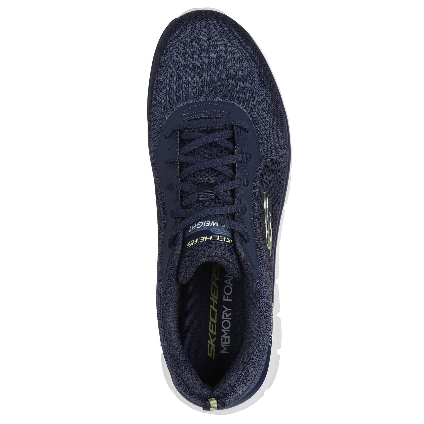 Skechers Mens Navy Lime Memory Foam Trainers Track Glendor 232699/NVLM