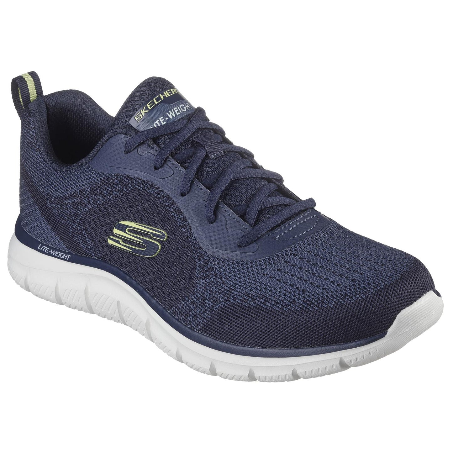 Skechers Mens Navy Lime Memory Foam Trainers Track Glendor 232699/NVLM