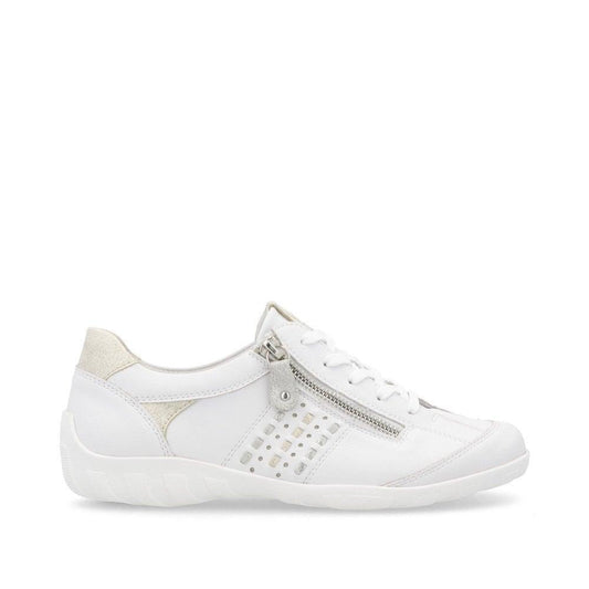 Womens Remonte White G Width Zip Shoes R3404-82