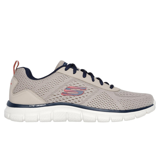 Skechers Mens Taupe/Navy Memory Foam Trainers Track Leshur 232758/TPNV