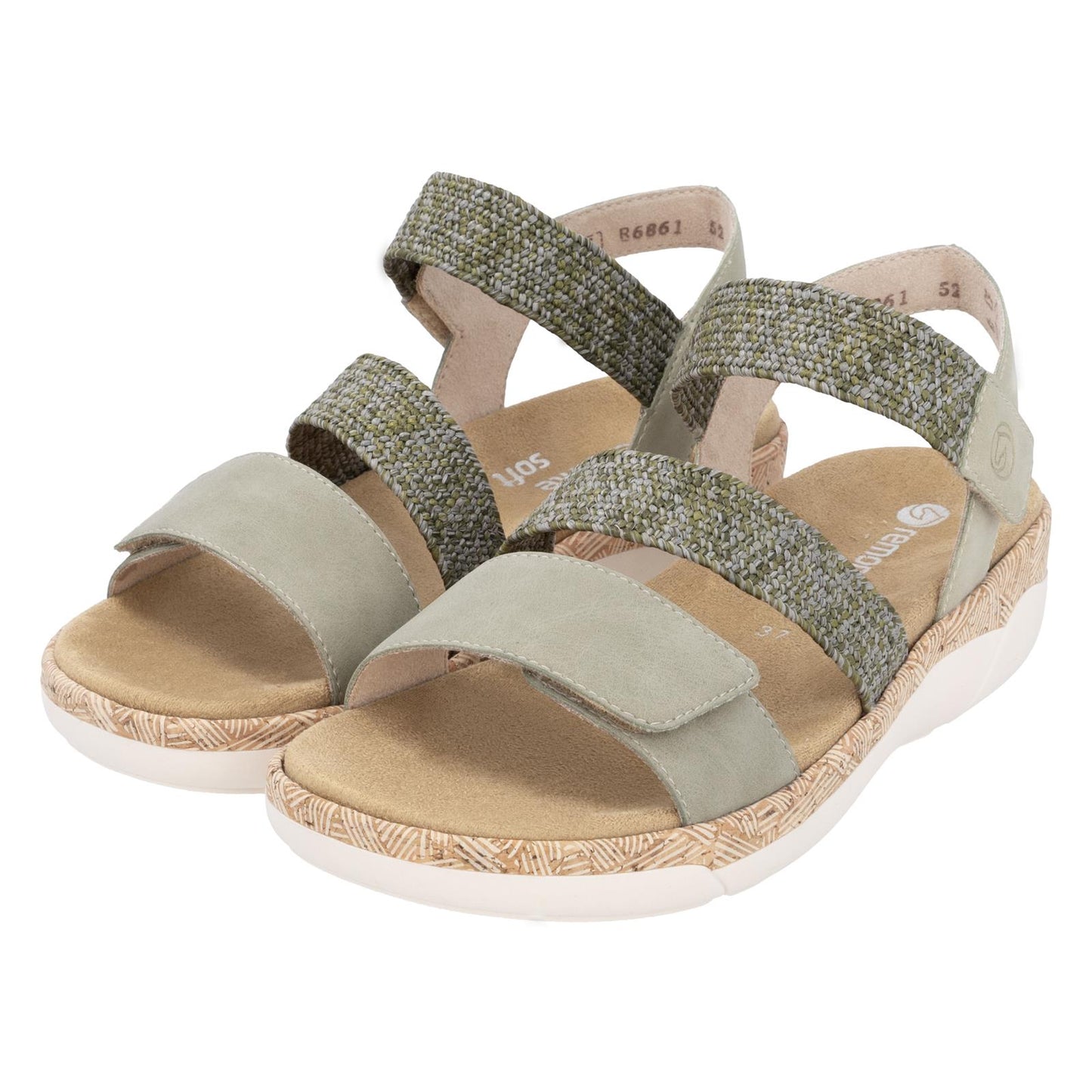 Womens Remonte Green Lightweight Strappy Sandals R6861