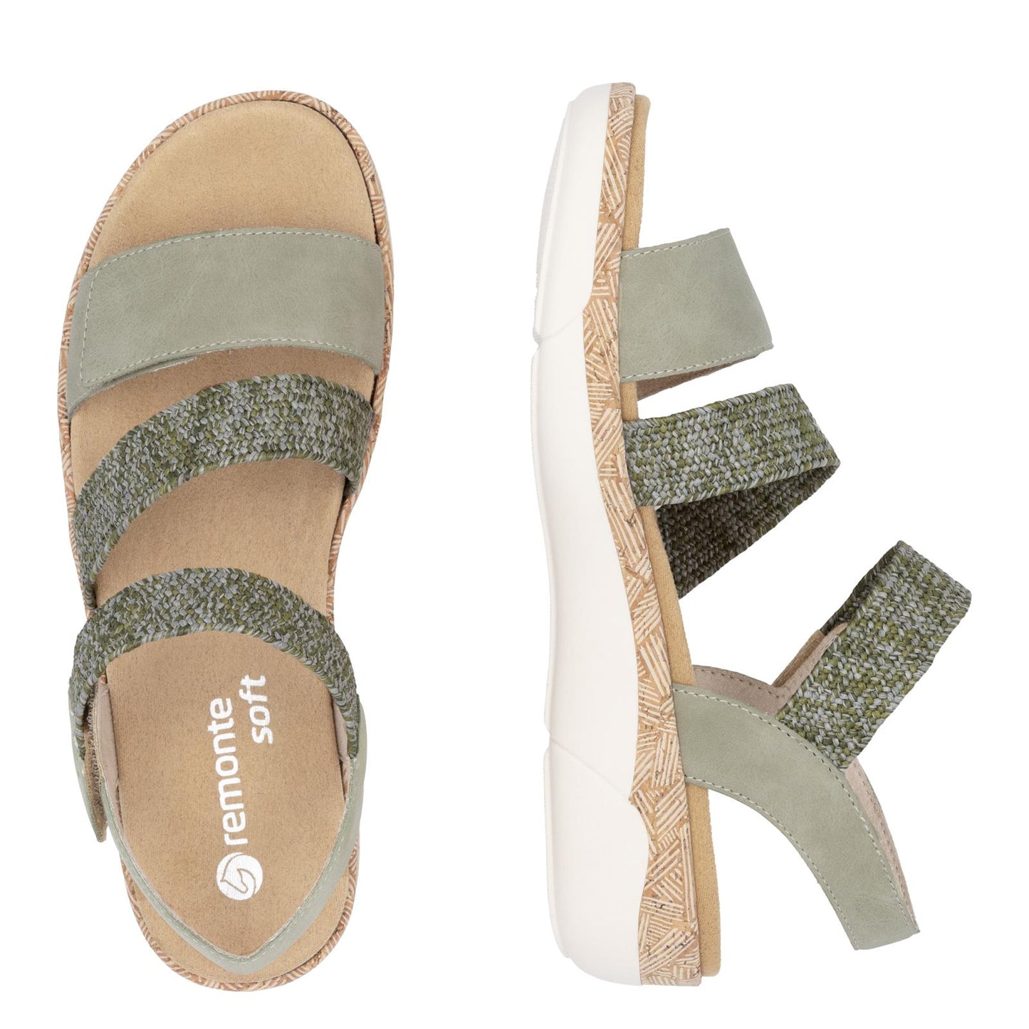 Womens Remonte Green Lightweight Strappy Sandals R6861