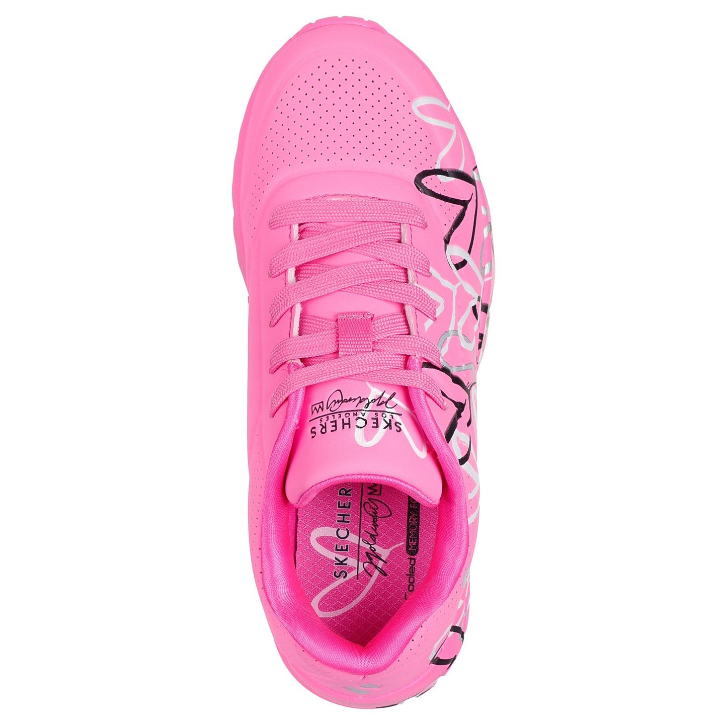 Skechers x JGoldcrown Kids Girls Uno Lite Metallic Love Trainers 314067/HPMT