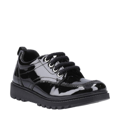 Hush Puppies Keeley Lace Up Patent Black School Shoes