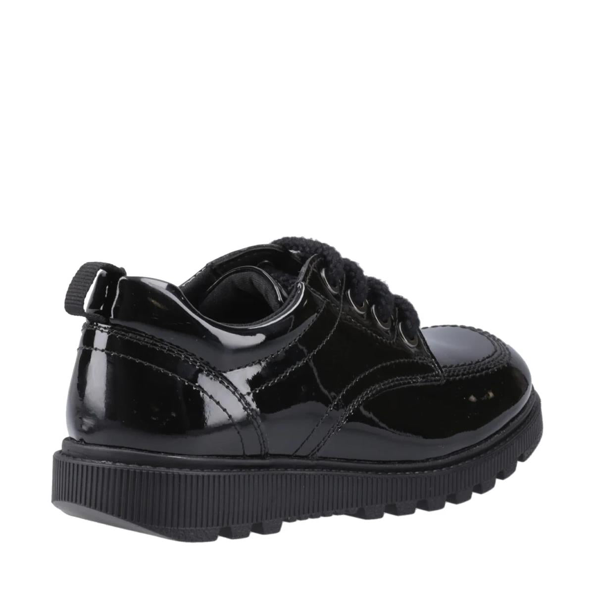 Hush Puppies Keeley Lace Up Patent Black School Shoes
