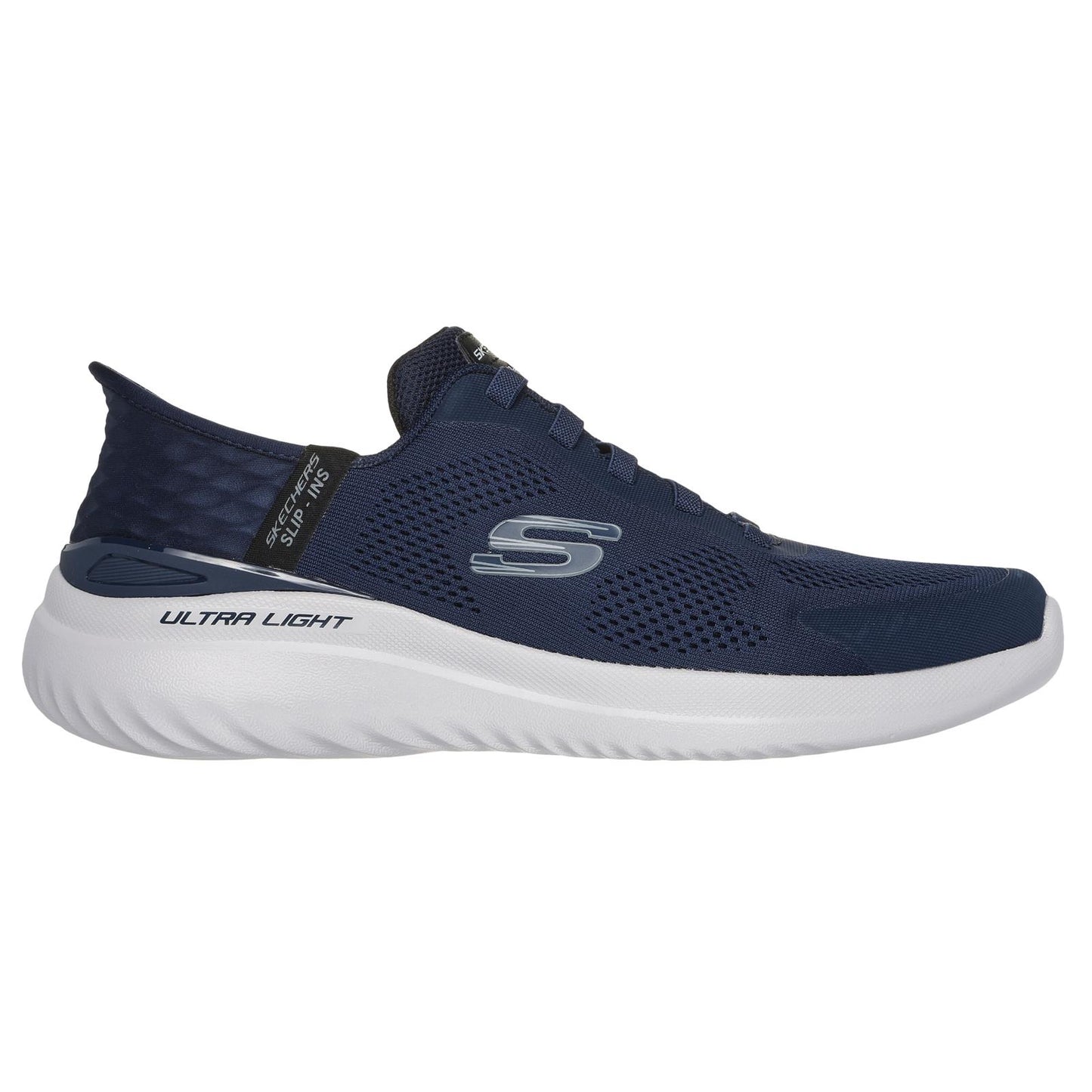 Skechers Mens Wide Bounder 2.0 Emerged Navy Slip Ins Lightweight Vegan Trainers