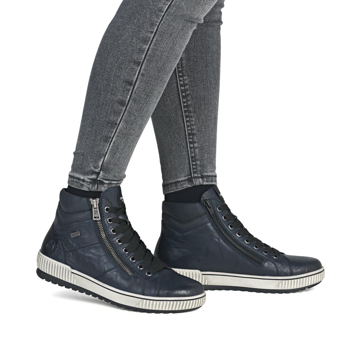 Remonte D0772-15 Blue Leather Waterproof Casual Ankle Boots