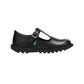 Kickers Girls Kick T Bar J Core Black Leather School Shoes 1-KF0000849BTW