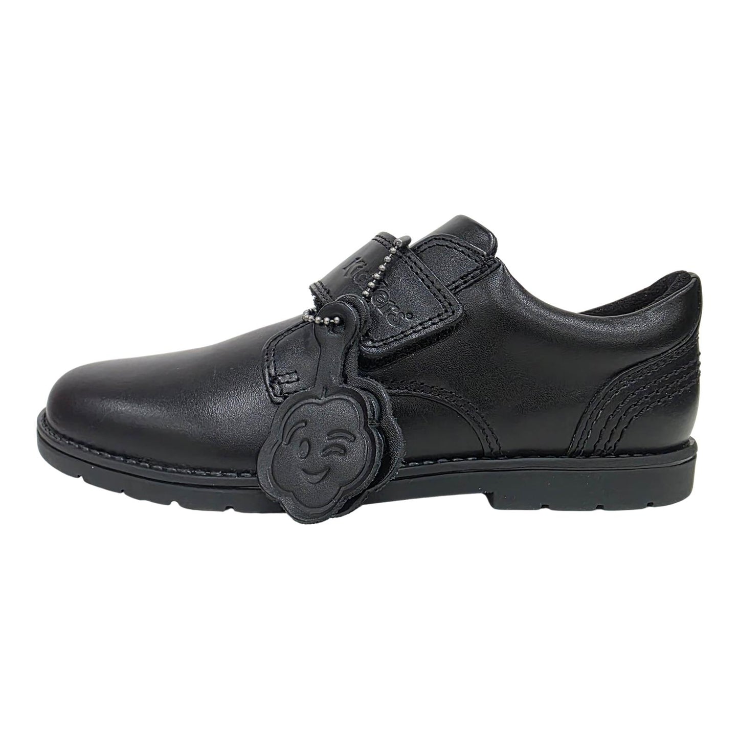 Kickers Orin Strap Black Leather Boys School Shoes 1-14780
