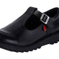 Girls Kickers KicK T Y Black Leather T Bar School Shores 1-KF0001002BTW