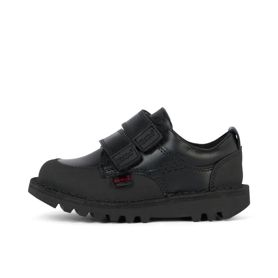 Kickers Kick Scuff Twin Black Leather Boys School Shoes 1-17538
