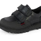 Kickers Kick Scuff Twin Black Leather Boys School Shoes 1-17538