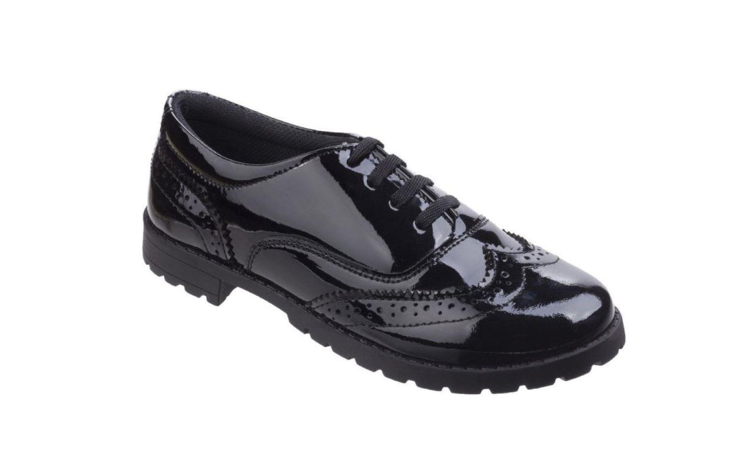 Hush Puppies Girls Black Eadie Patent Leather School Shoes HKY8244