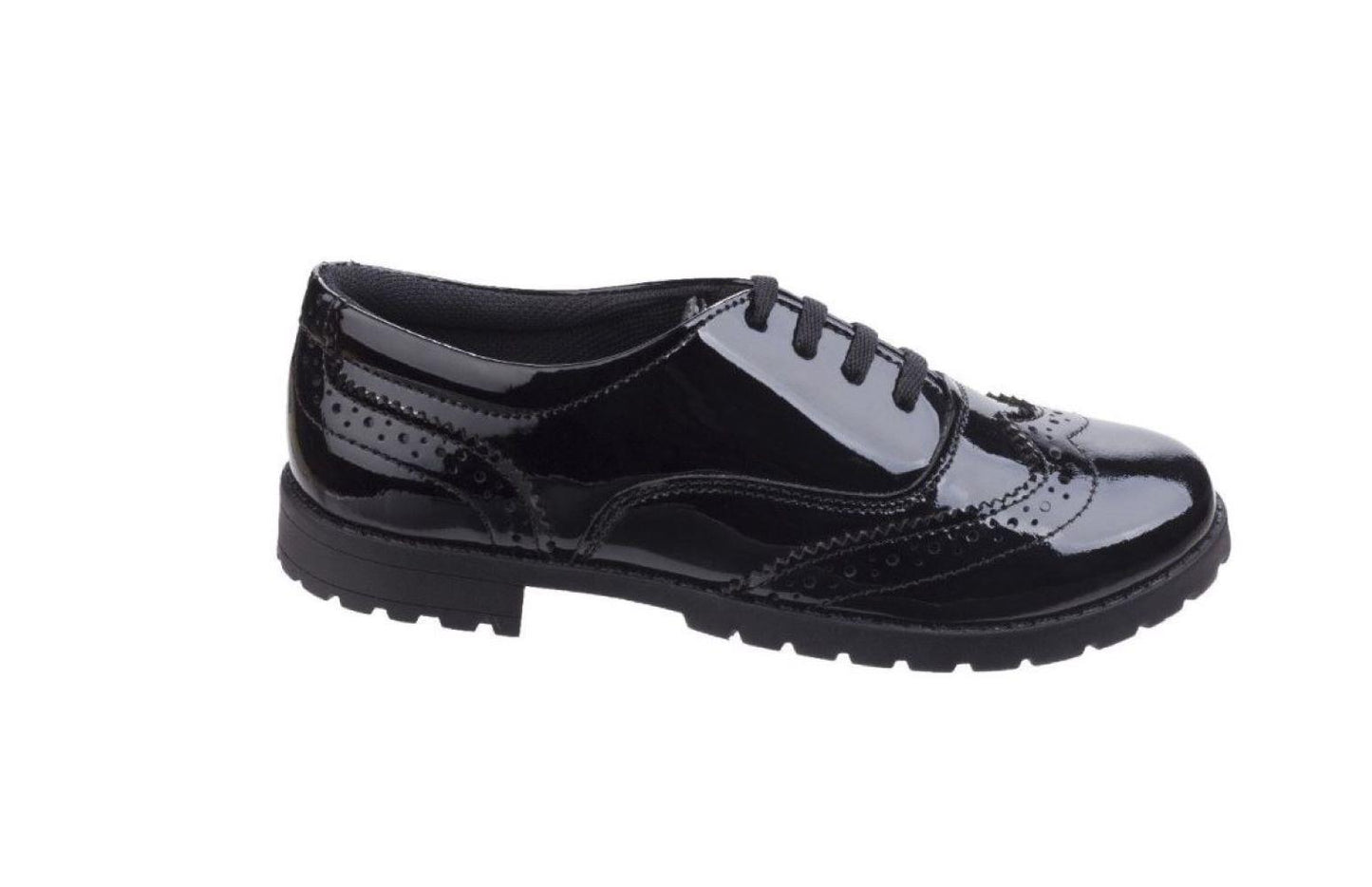 Hush Puppies Girls Black Eadie Patent Leather School Shoes HKY8244