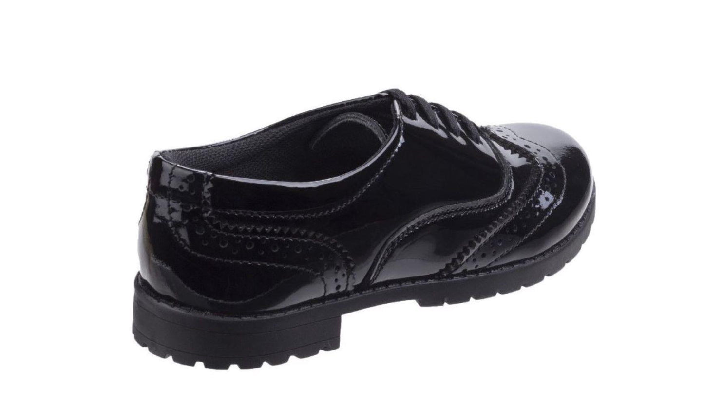 Hush Puppies Girls Black Eadie Patent Leather School Shoes HKY8244