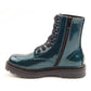 Heavenly Feet Womens Justina2 Ocean Glitter 8 Eyelet Vegan Ankle Boots