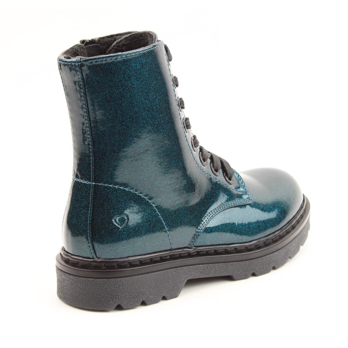 Heavenly Feet Womens Justina2 Ocean Glitter 8 Eyelet Vegan Ankle Boots