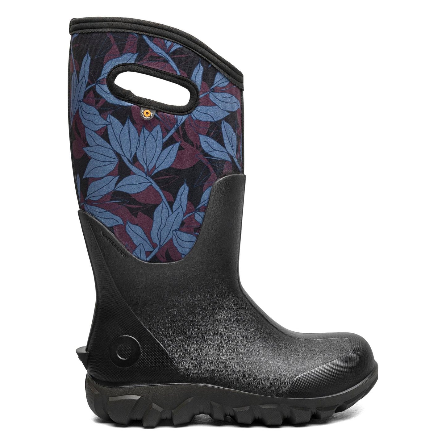 Bogs Classic Seamless Tall Outline Leaves Black Multi Waterproof Boots 73367