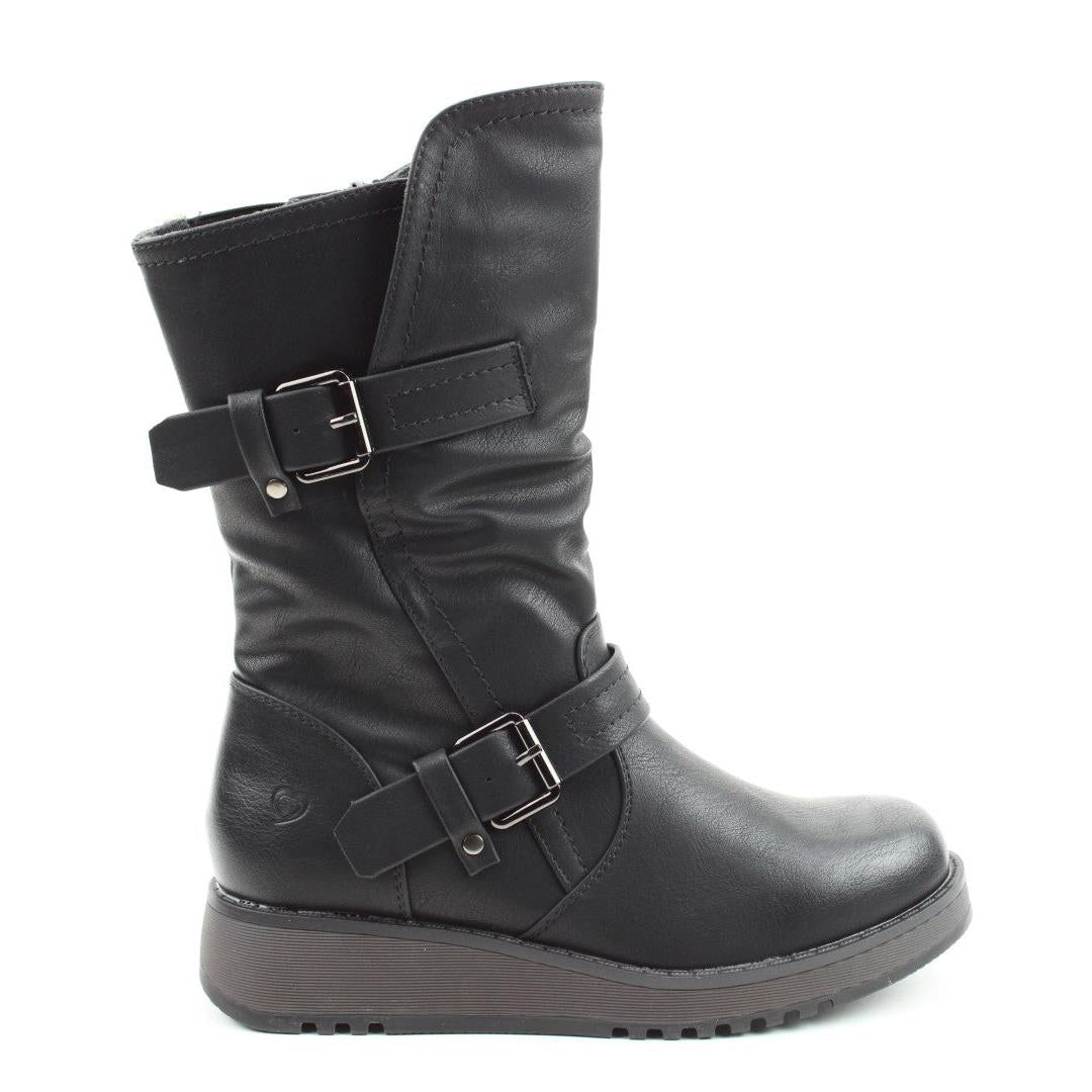 Heavenly Feet Womens Hannah4 Black Mid Calf Vegan Boots