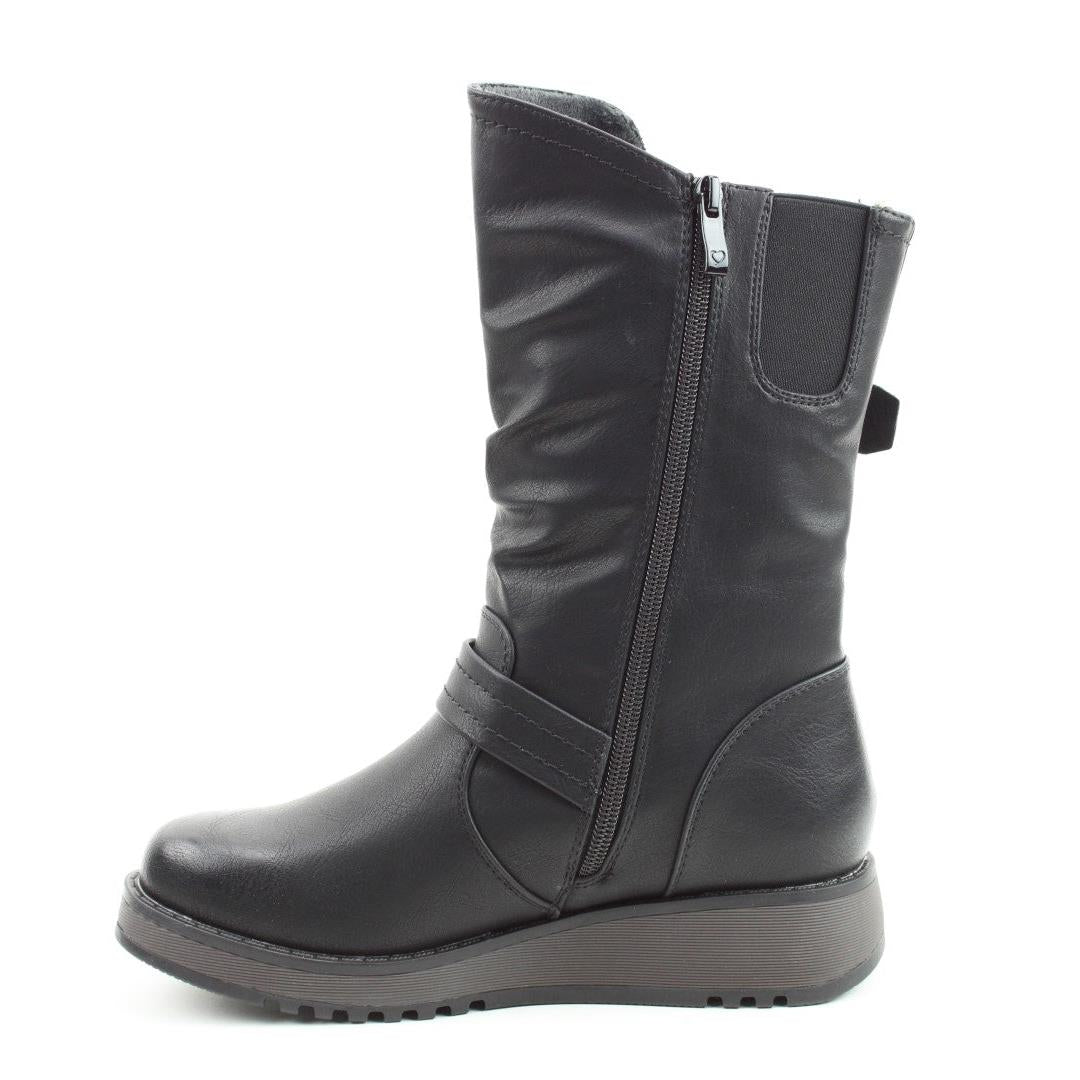 Heavenly Feet Womens Hannah4 Black Mid Calf Vegan Boots