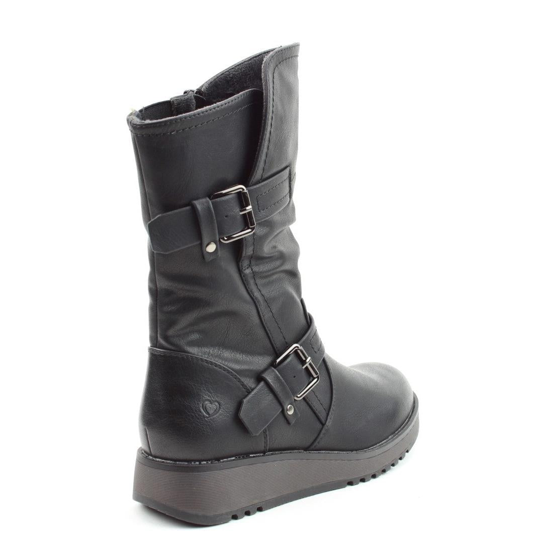 Heavenly Feet Womens Hannah4 Black Mid Calf Vegan Boots