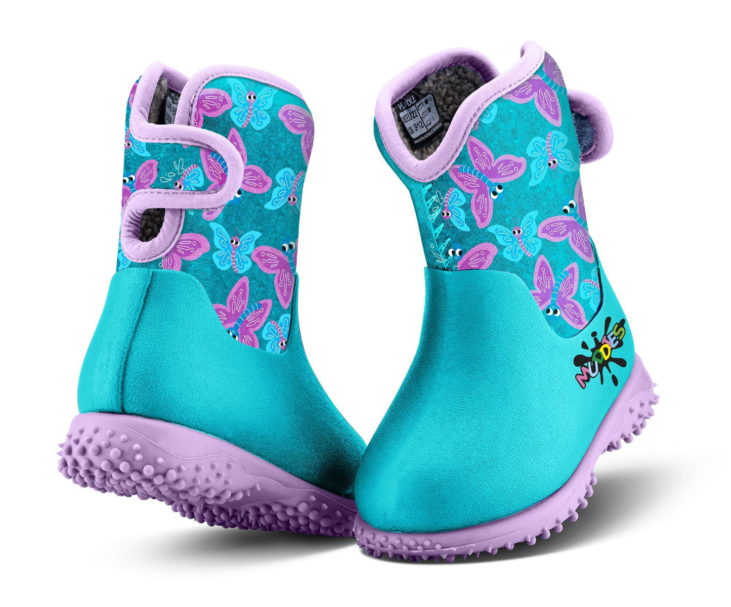 Muddies Puddle Butterfly Infants Kids Warm Wellies Boots PUD-3304I