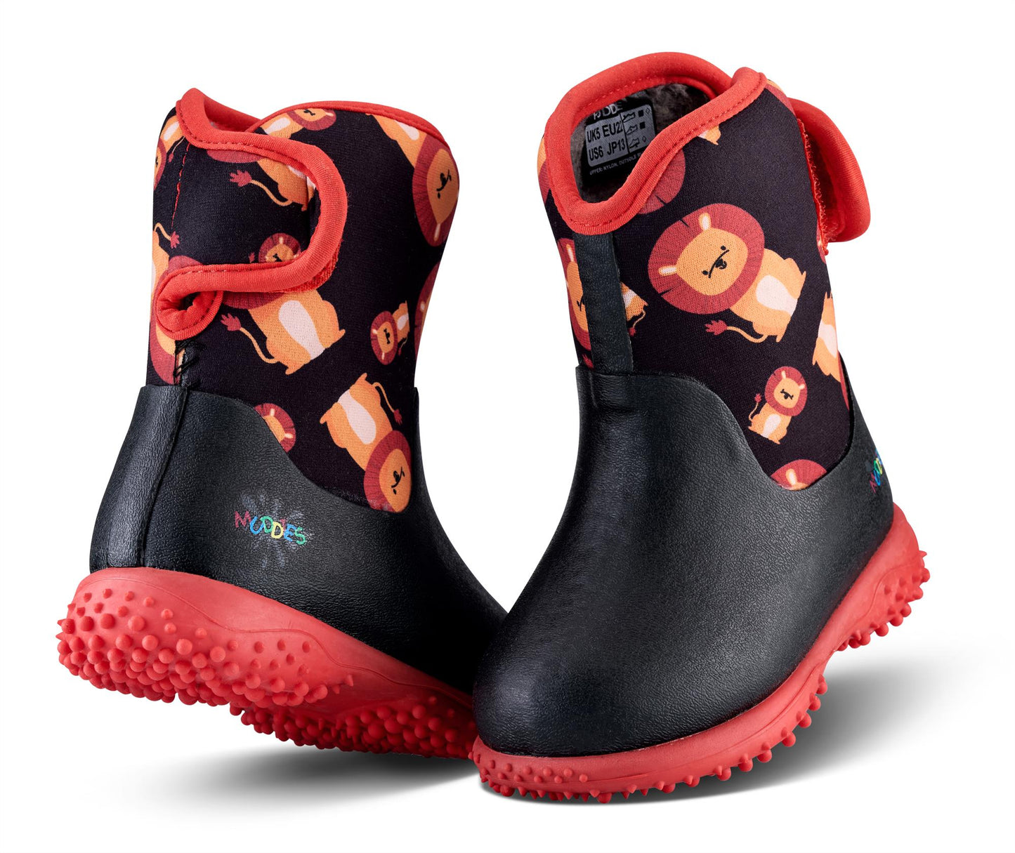 Muddies Puddle Lino Black Infants Kids Warm Wellies Boots PUD-1559I