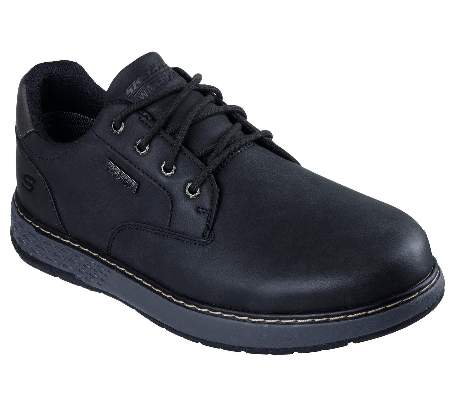 Mens Skechers Black Garlan Pryor Waterproof Relaxed Fit Memory Foam Shoes 205234