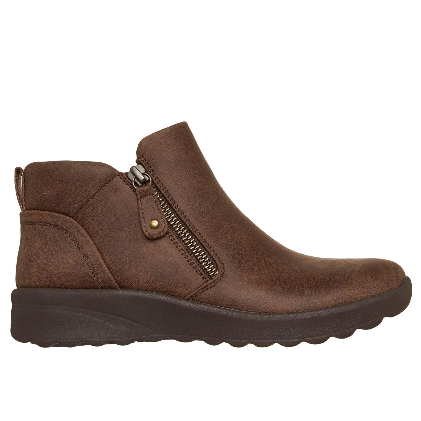 Skechers Ladies Lovely Vibe Fall In Bloom Chocolate Vegan Side Zip Boots