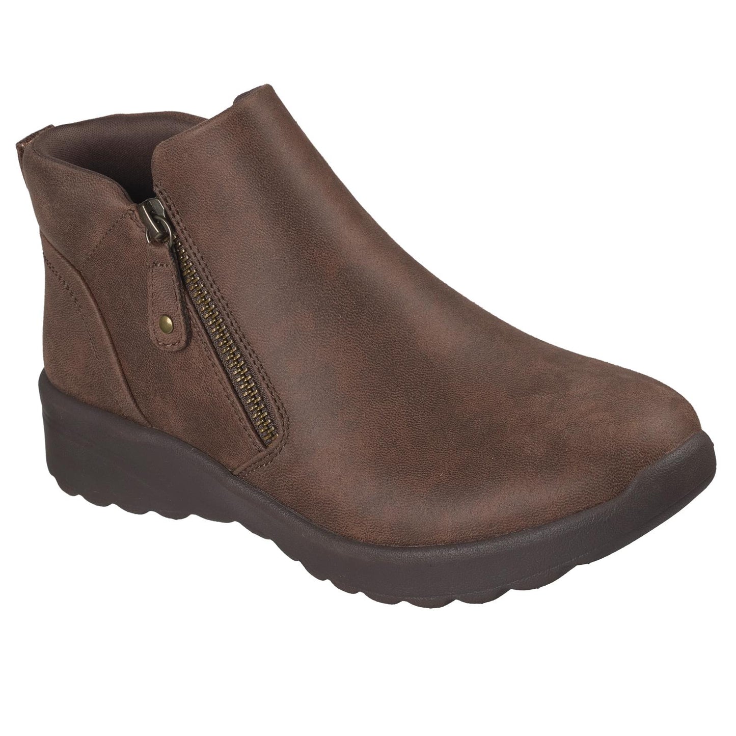 Skechers Ladies Lovely Vibe Fall In Bloom Chocolate Vegan Side Zip Boots