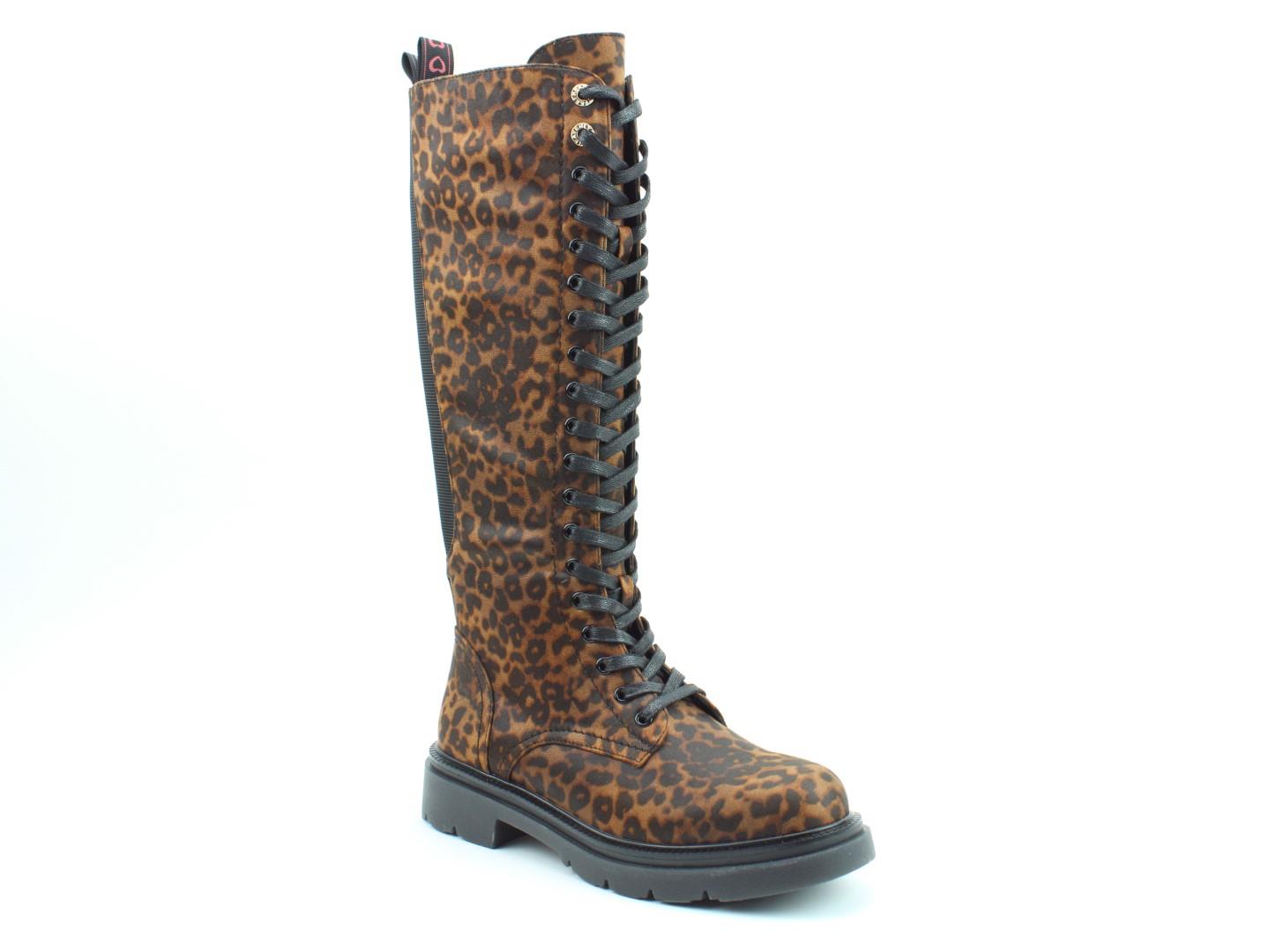 Heavenly Feet Womens Avalon Lace Up Leopard Vegan Mid Boots