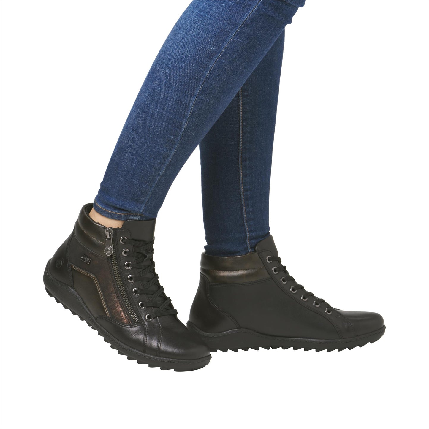 Remonte Womens Black Lined Zip Ankle Boots R1458-03