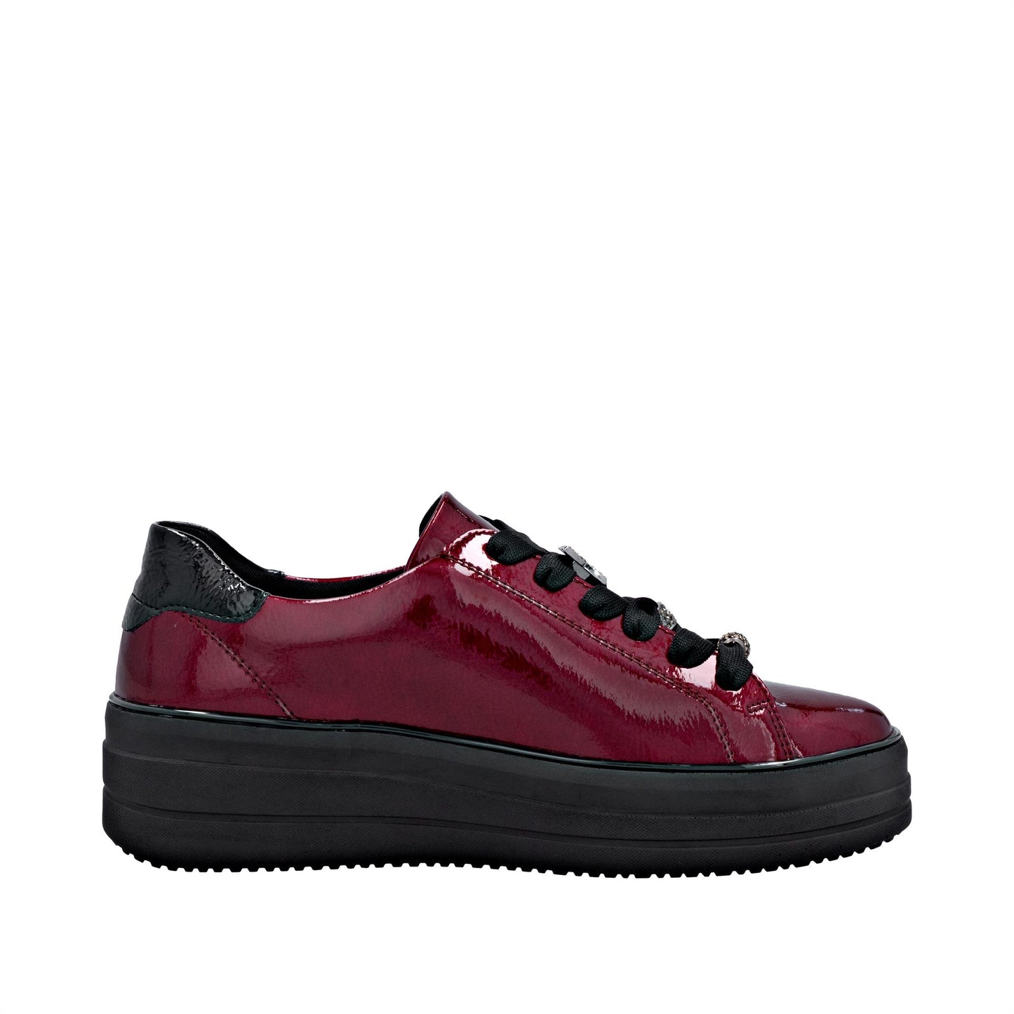 Remonte Women's Red Combi Zip Patent Shoes D1C09-35