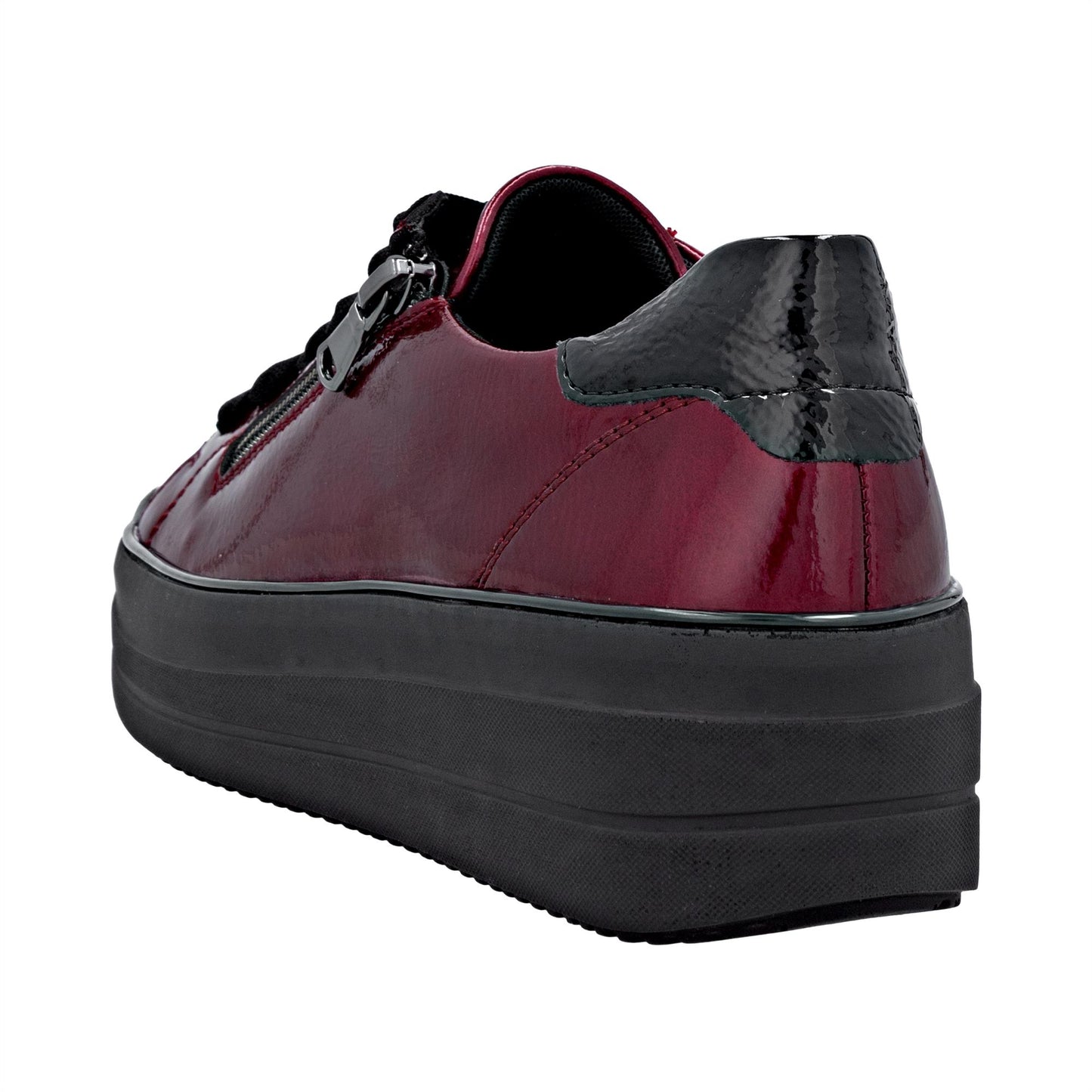 Remonte Women's Red Combi Zip Patent Shoes D1C09-35