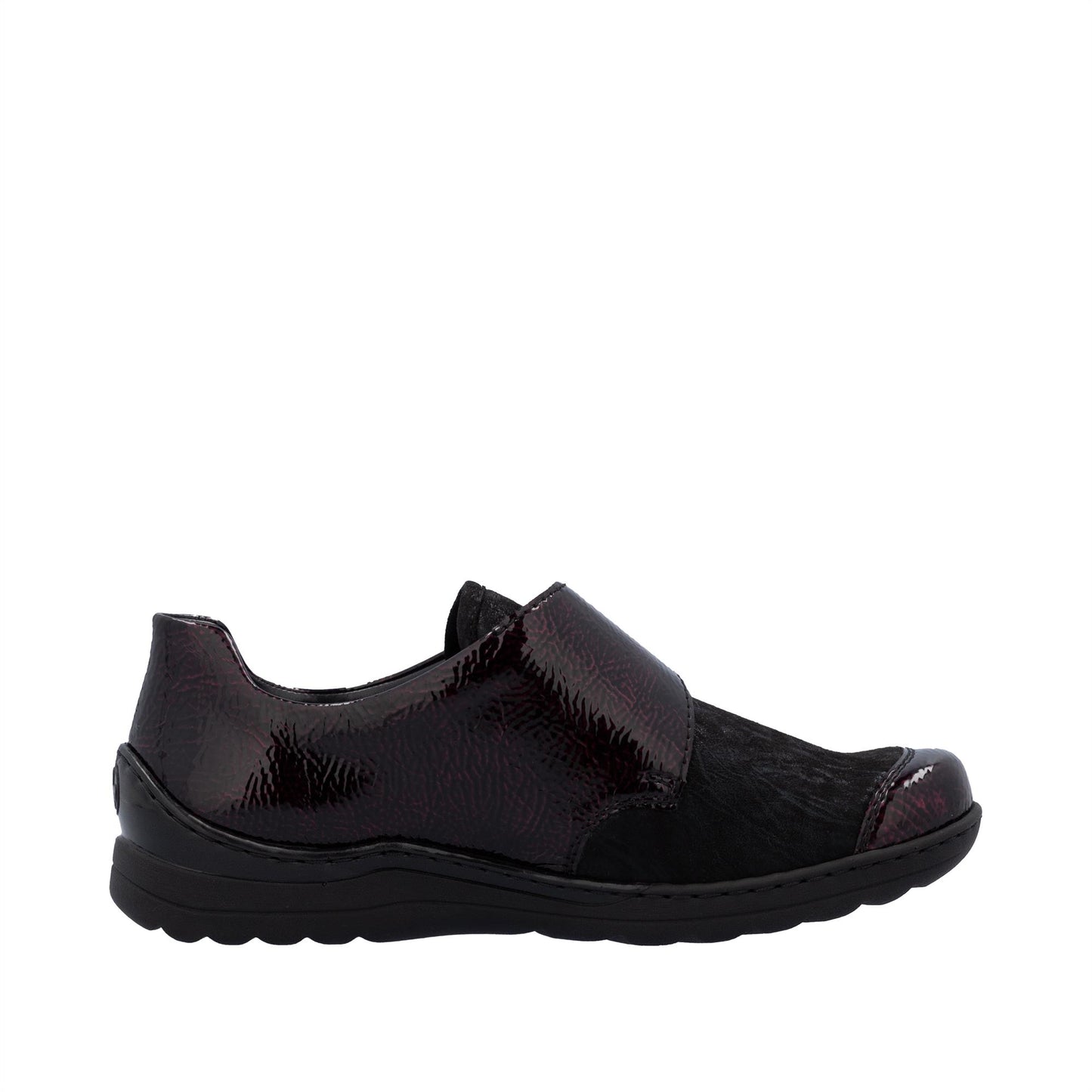 Rieker Womens 48951-35 Bordeaux Patent Extra Wide Adjustable Slip On Shoes